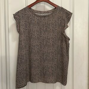 Loft XL flutter sleeve leopard shirt